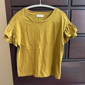 Madewell Mustard Ruffle Sleeve Tee